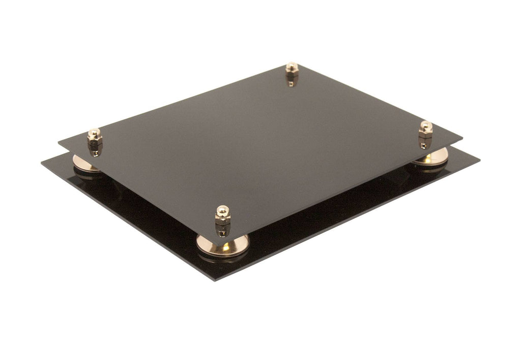 Clear Acrylic Display Case - Medium Rectangle Box with Gold Risers 12.25 inch x 10 inch x 10.5 inch R72258
