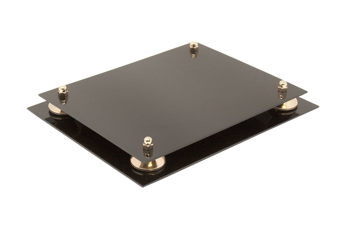 Clear Acrylic Display Case - Medium Rectangle Box with Gold Risers 12.25 inch x 10 inch x 10.5 inch R72258