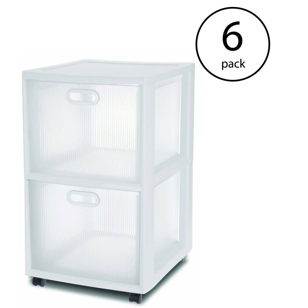 White 2 Drawer Rolling Storage Cart (6 Pack) G14424