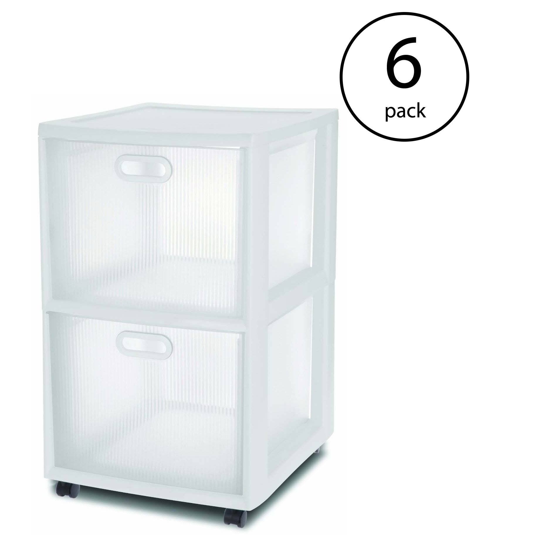 White 2 Drawer Rolling Storage Cart (6 Pack) G14424