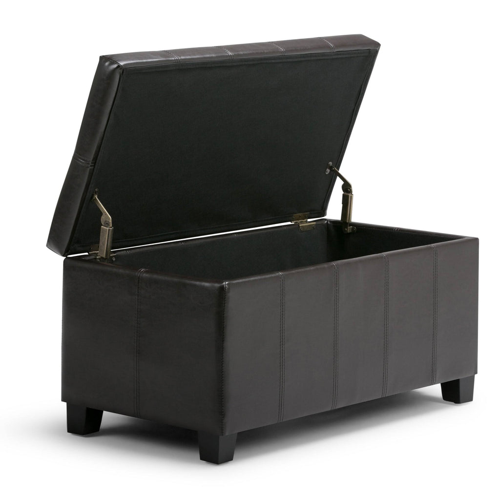 Distressed Gray Taupe Storage Ottoman Bench P65118