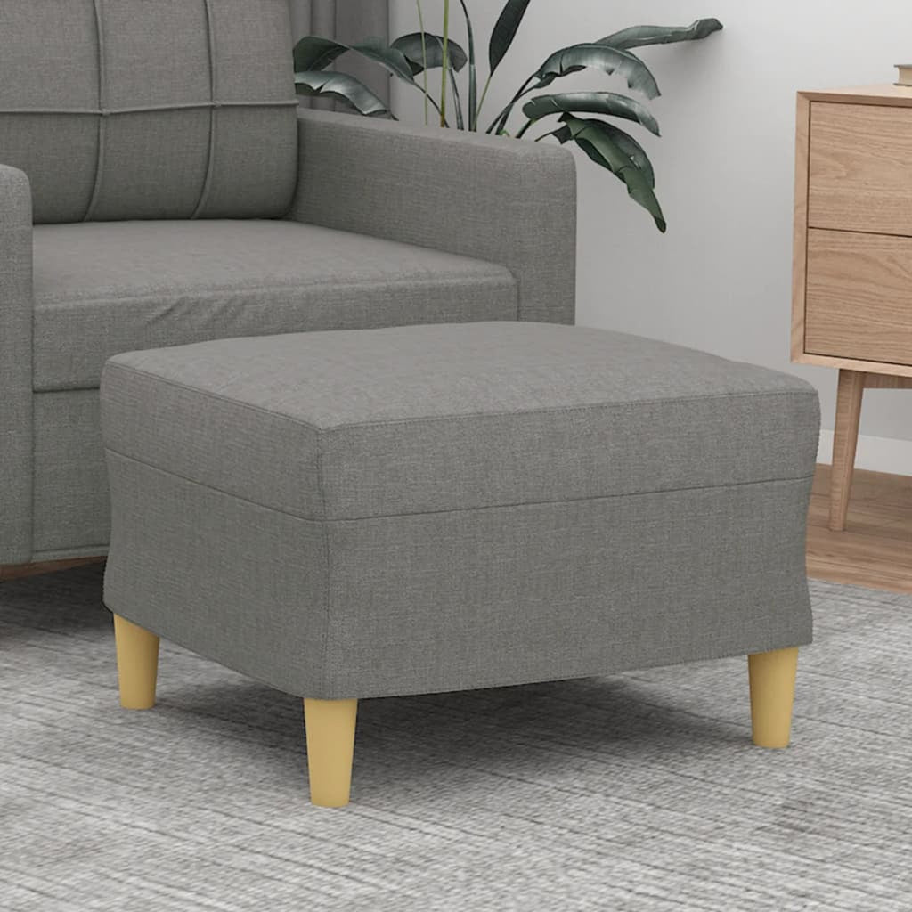 Fabric Padded Ottoman with Wood Legs Stool C75472