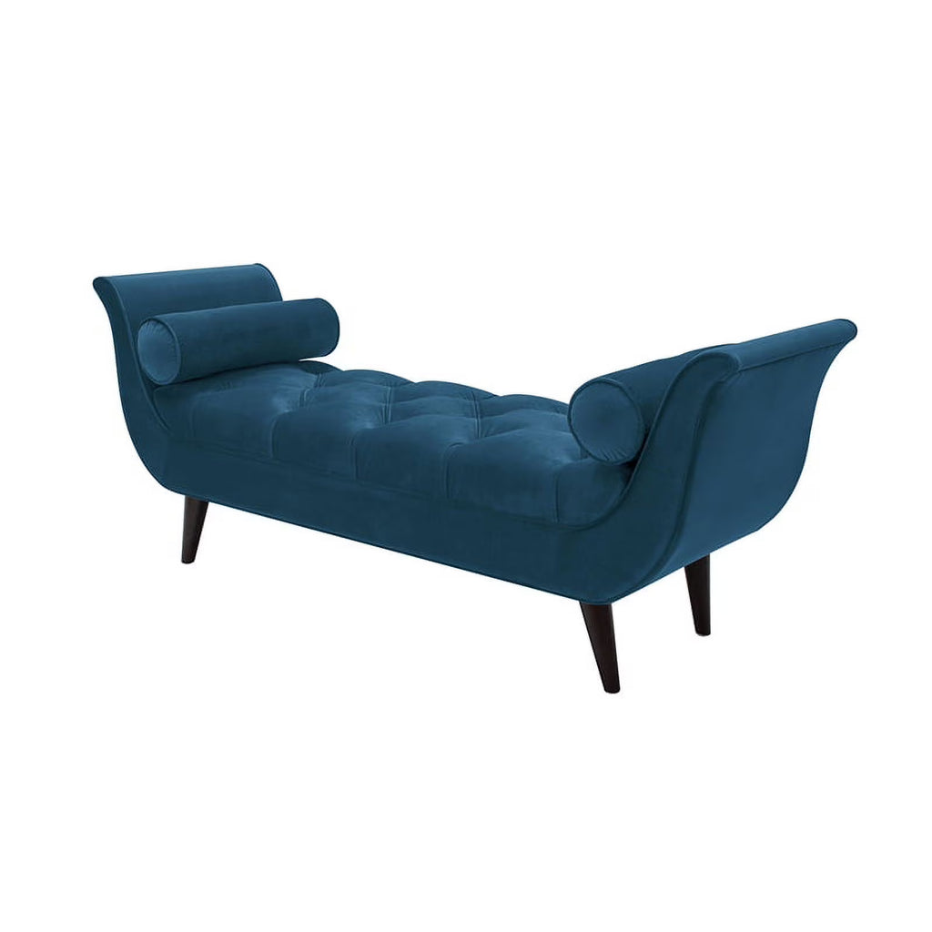 Teal Velvet Tufted Entryway Bench C17544