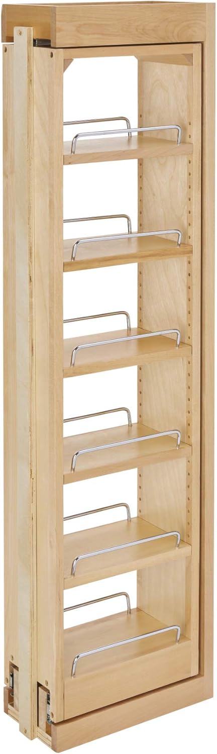 6 x 42 Inch Wooden Adjustable Pull-Out Cabinet Wall Filler Storage Organizer G81546