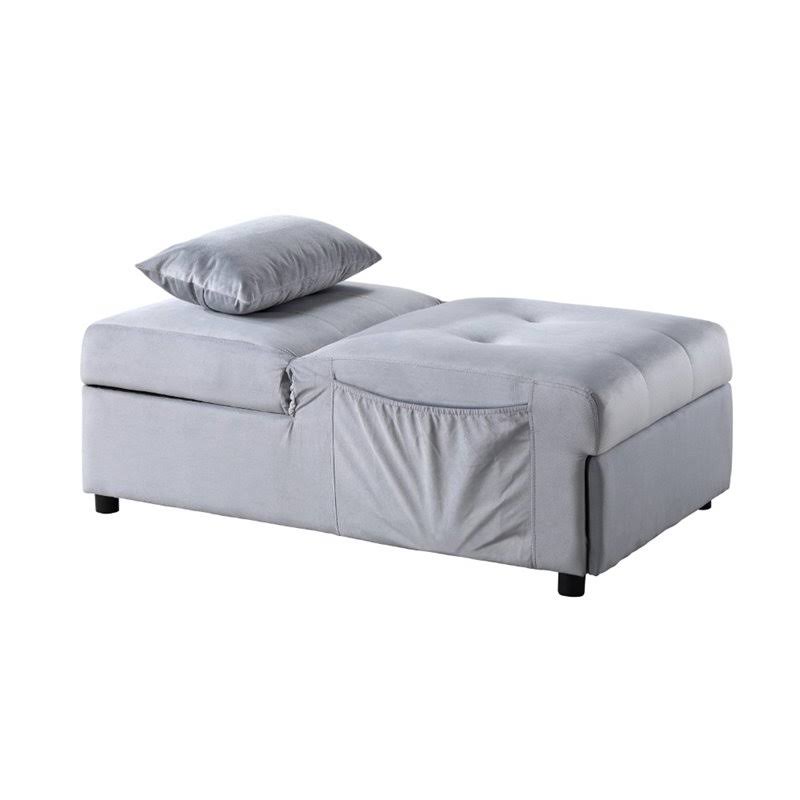 Gray Wood Storage Bench with Pull Out Ottoman F46150