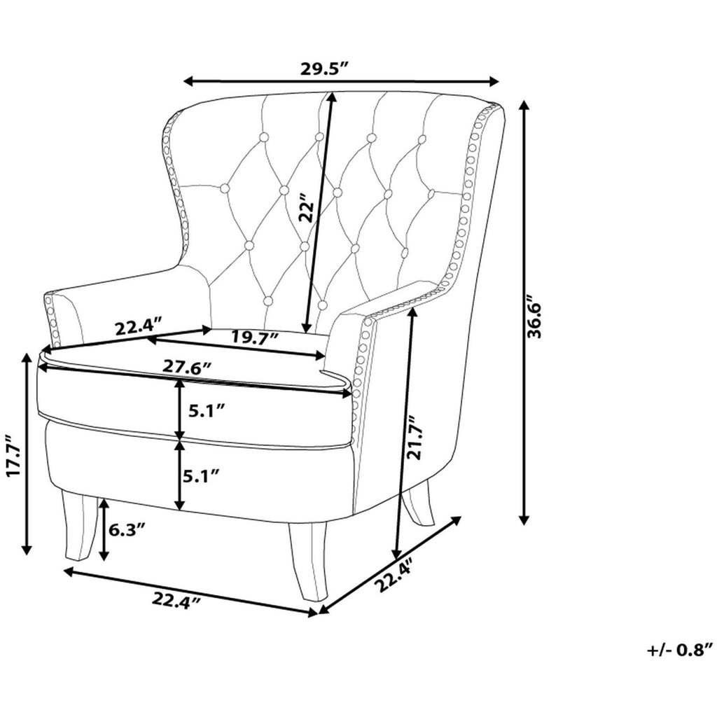 Fabric Wingback Chair Gray V924