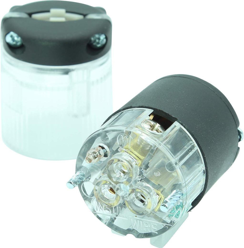 Lighted 20 Amp 120-125 Volt NEMA 5-20R Straight Blade Female Plug Connector Outlet, PVC, 10-PACK T99921