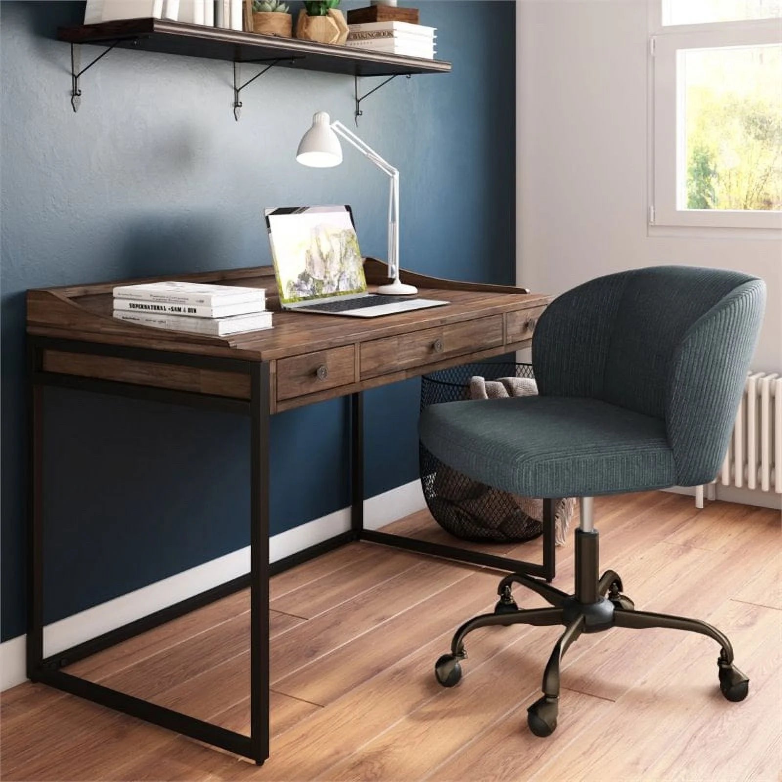 48" Solid Wood Computer Desk in Rustic Aged Brown S44105