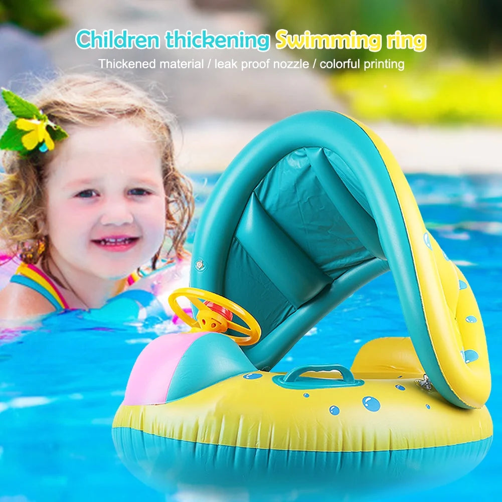 Inflatable Swimming Ring with Sunshade Water Float Toy Z61741