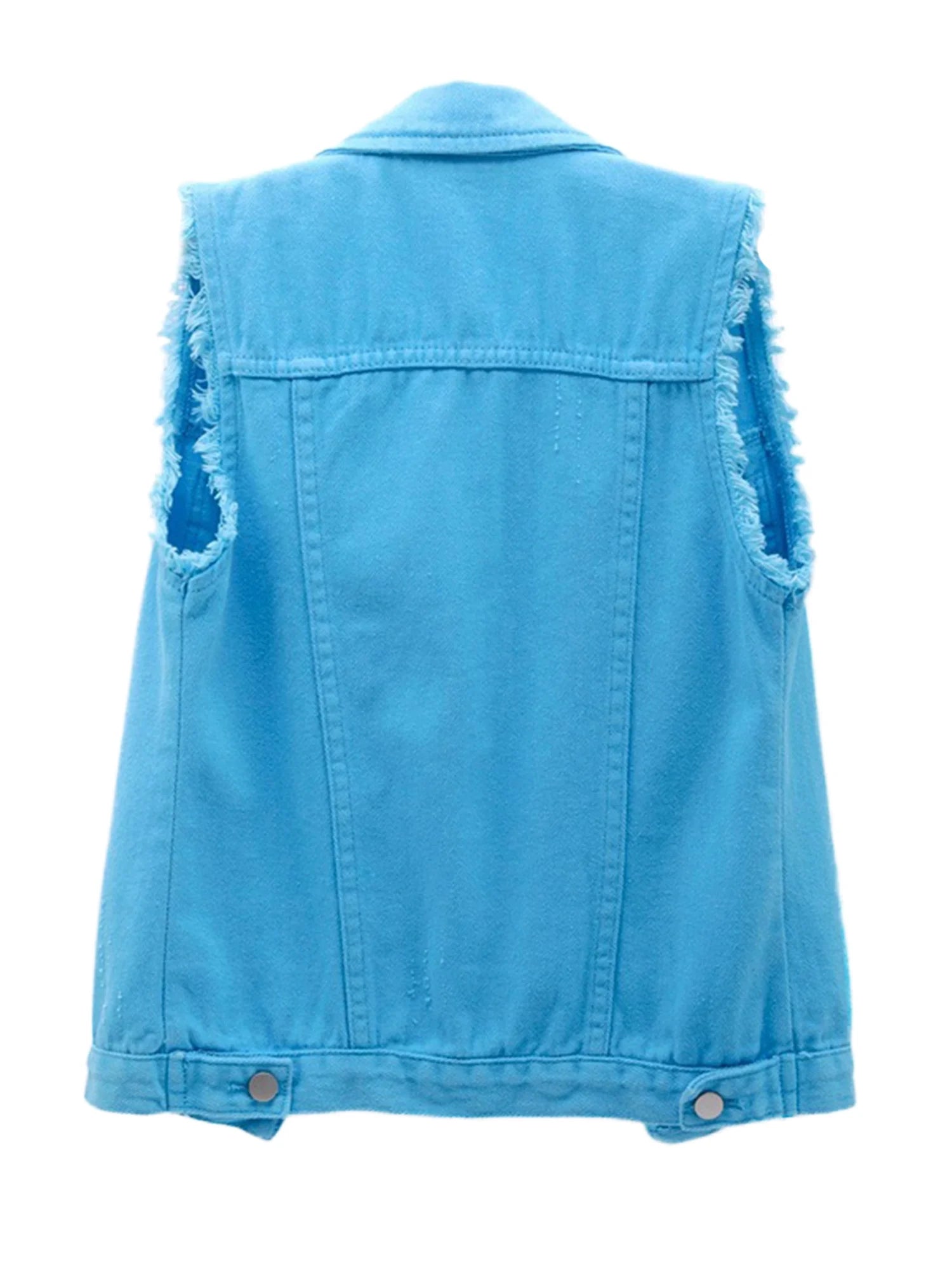 Sleeveless Stretch Denim Jacket with Pockets R41872