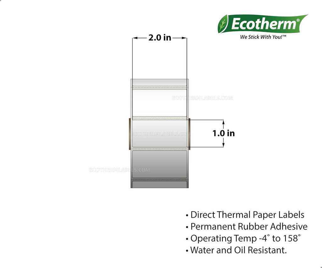 2x1 Thermal Labels Paper Stickers 1310 Per Roll 12 Rolls Direct Thermal U1265