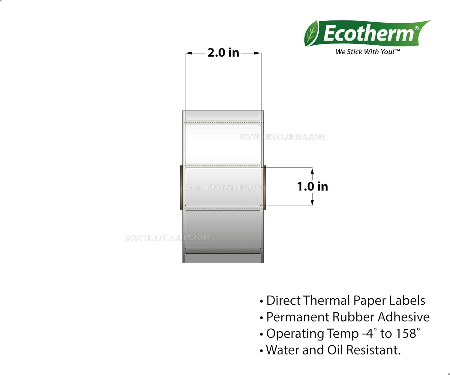 2x1 Thermal Labels Paper Stickers 1310 Per Roll 12 Rolls Direct Thermal U1265