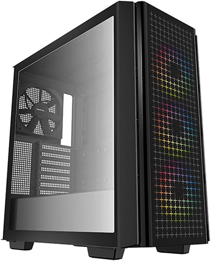 Black Mid-Tower ATX Case with Mesh Front Panel, Tempered Glass S5343