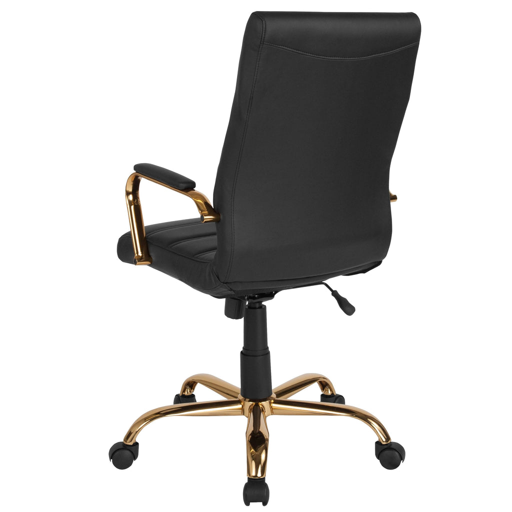 Black LeatherSoft Executive Swivel Office Chair with Chrome Base and Arms V44043