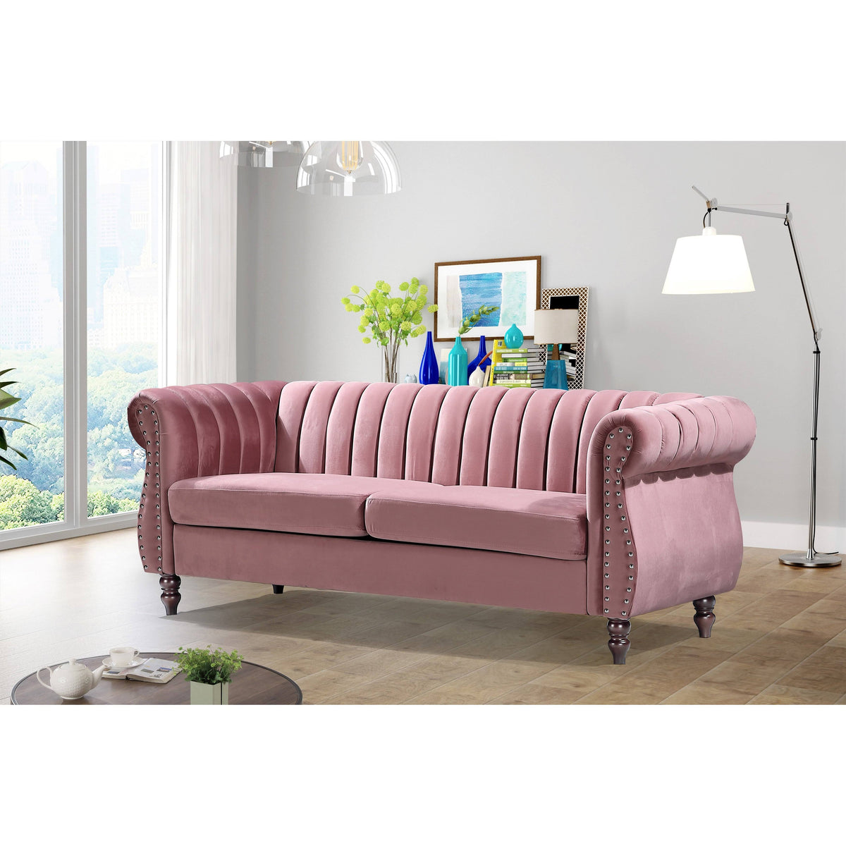 Cream Velvet Chesterfield Sofa B2080