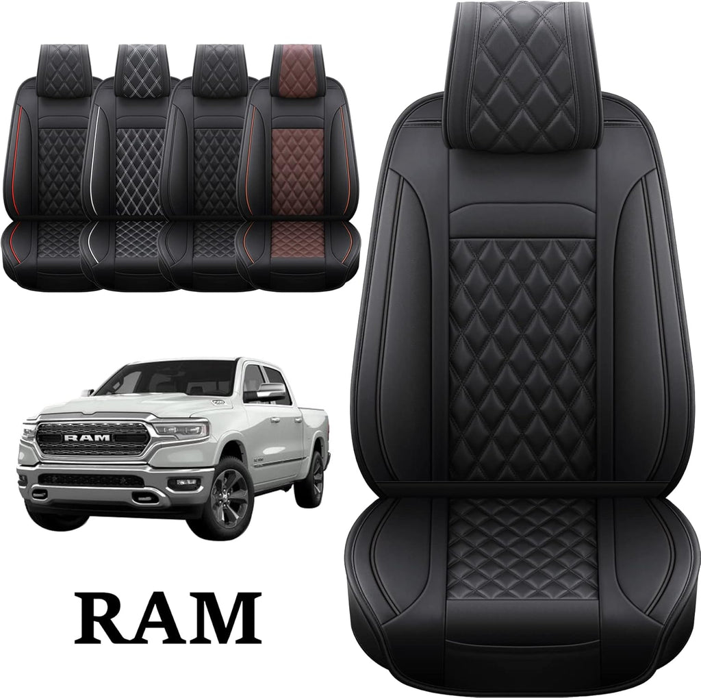 Black-Red Waterproof Synthetic Leather Car Seat Covers 5PCS Full Set S81134