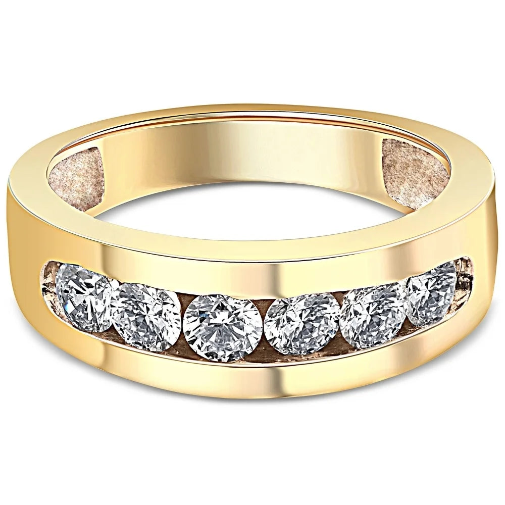 14k Yellow Gold Lab Grown Diamond Channel Set Mens Ring J7583