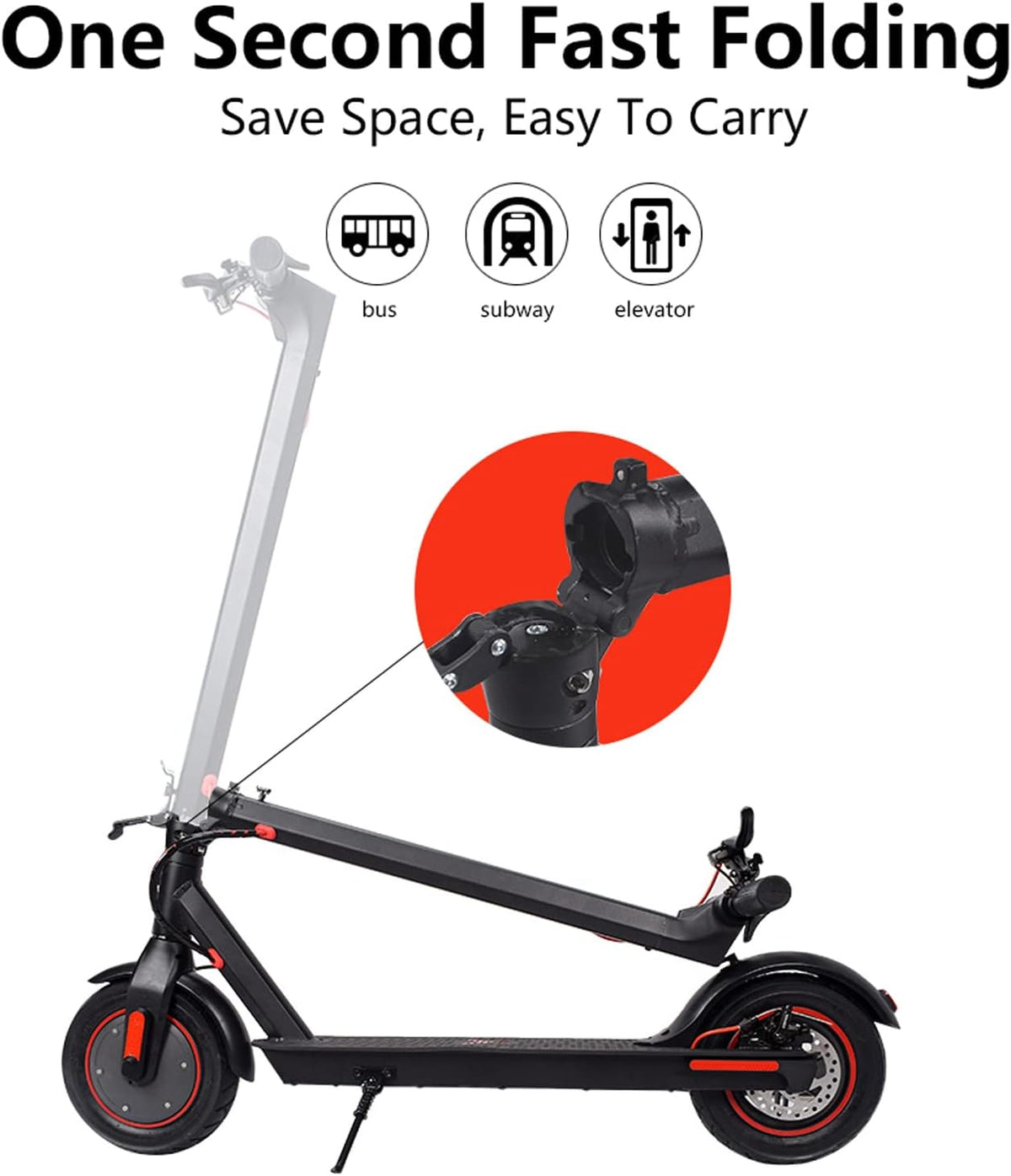 Electric Scooter with 500W Motor, 34-40 Miles Range, 15.5MPH, 10" Air Filled Tire C787114