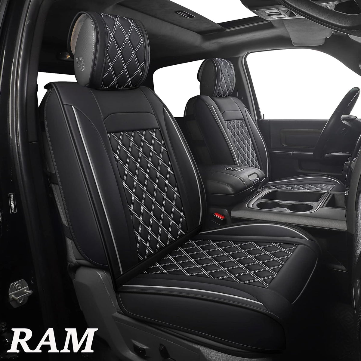Black-Red Waterproof Synthetic Leather Car Seat Covers 5PCS Full Set S81134
