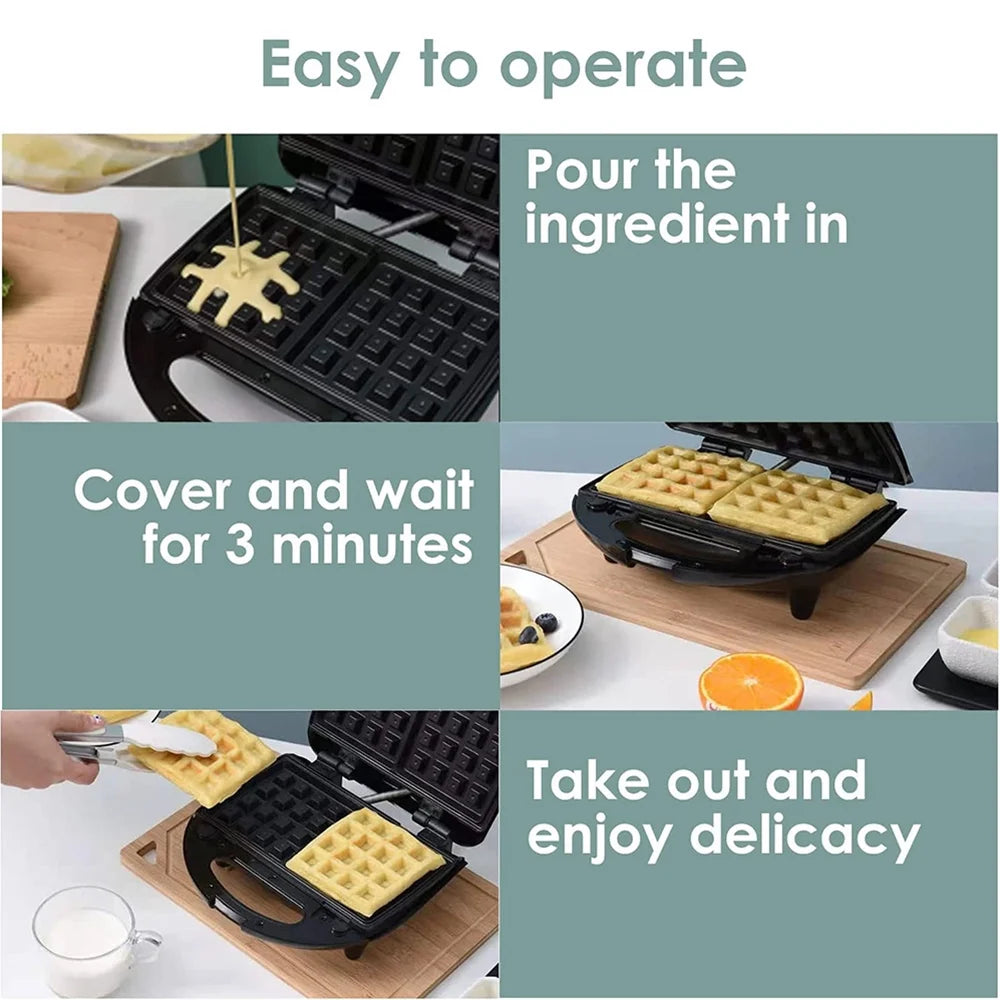 Stainless Steel Electric Baking Pan Sandwich Waffle Maker F639420
