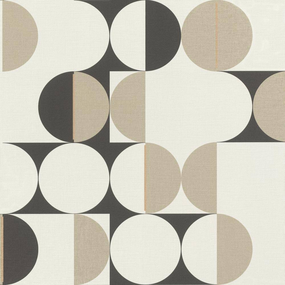 Metallic Circles in Motion Wallpaper Roll, Black and White, Strippable, Covers 57 Sq. ft. S4943