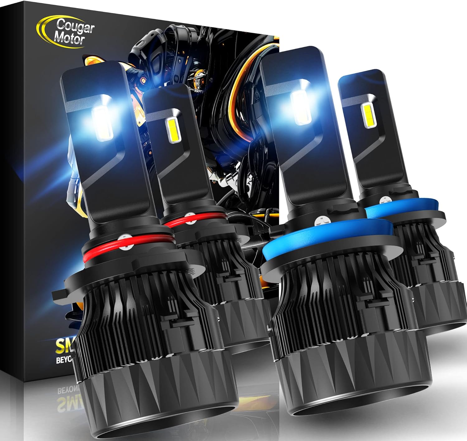 9005 + H11 LED Bulb Combo 2 Sets 12000LM 6500K Cool White Halogen Replacement Bulbs V918