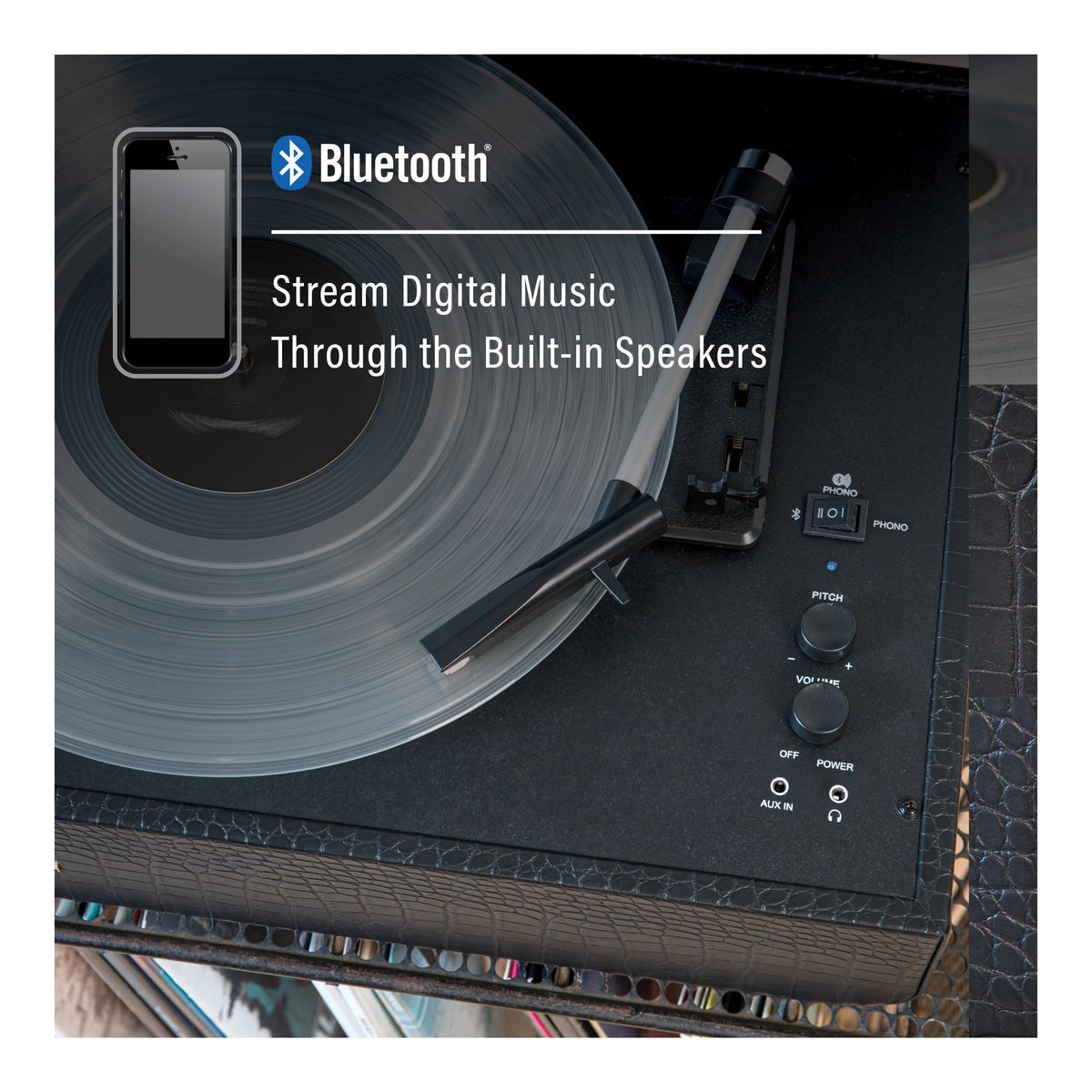 Vinyl Record Player with Bluetooth Speakers B732295