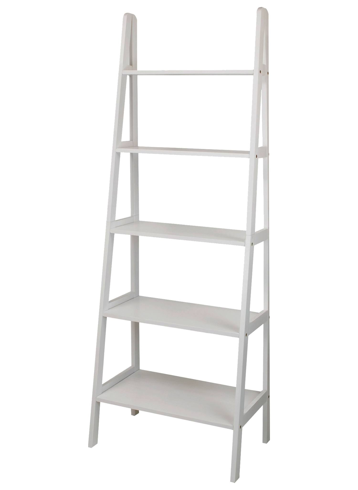 White 5-Shelf Ladder Bookcase Z4747