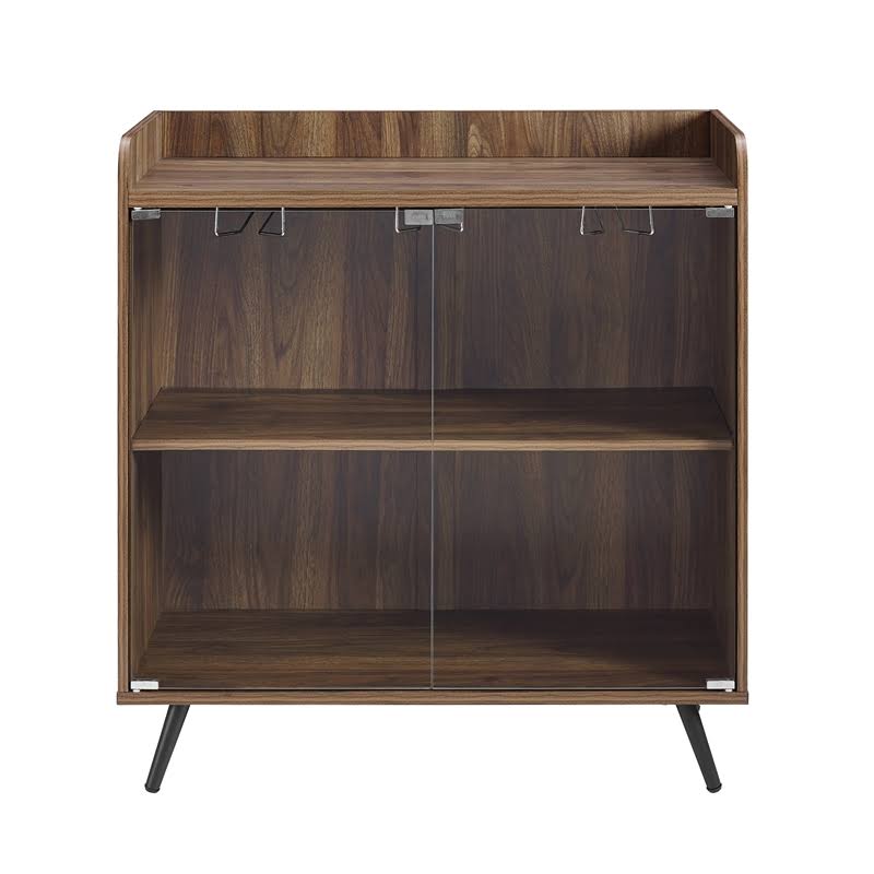 Dark Walnut Glass Door Bar Cabinet T668