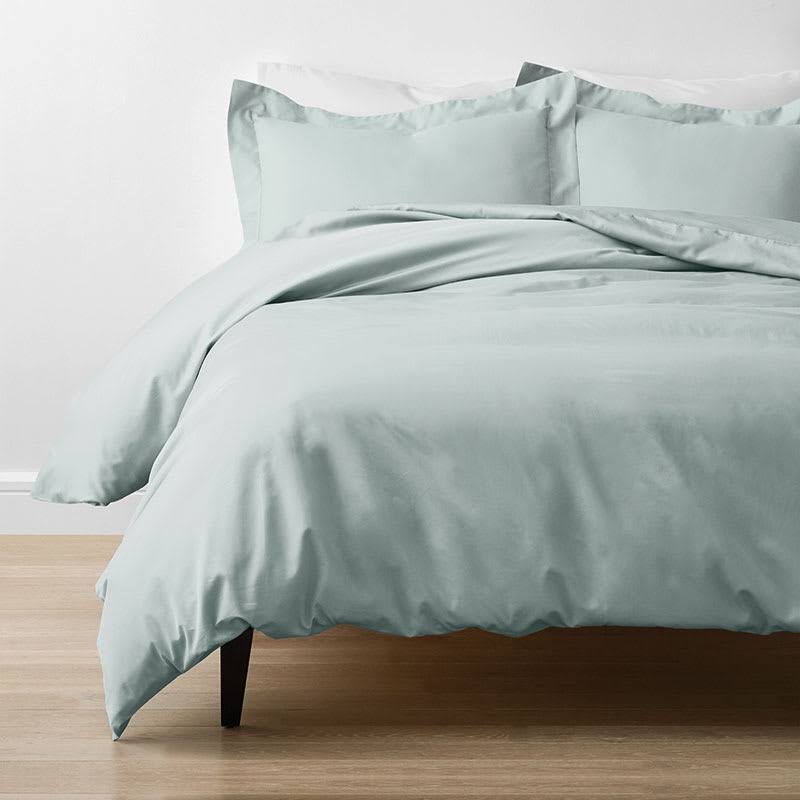 Pearl Gray Solid Egyptian Cotton Sateen Oversized Queen Duvet Cover A594