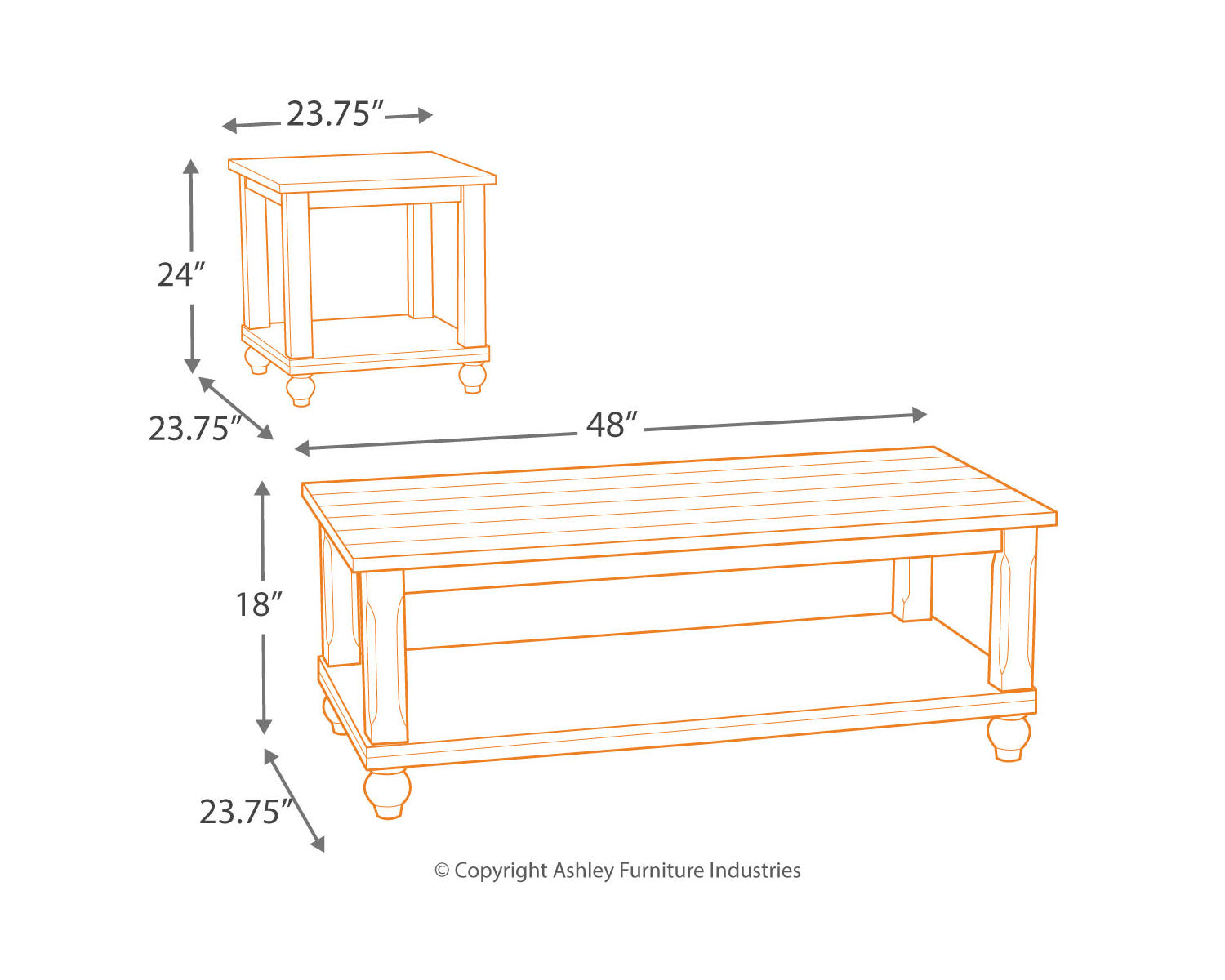 White Table (Set of 3) W6151