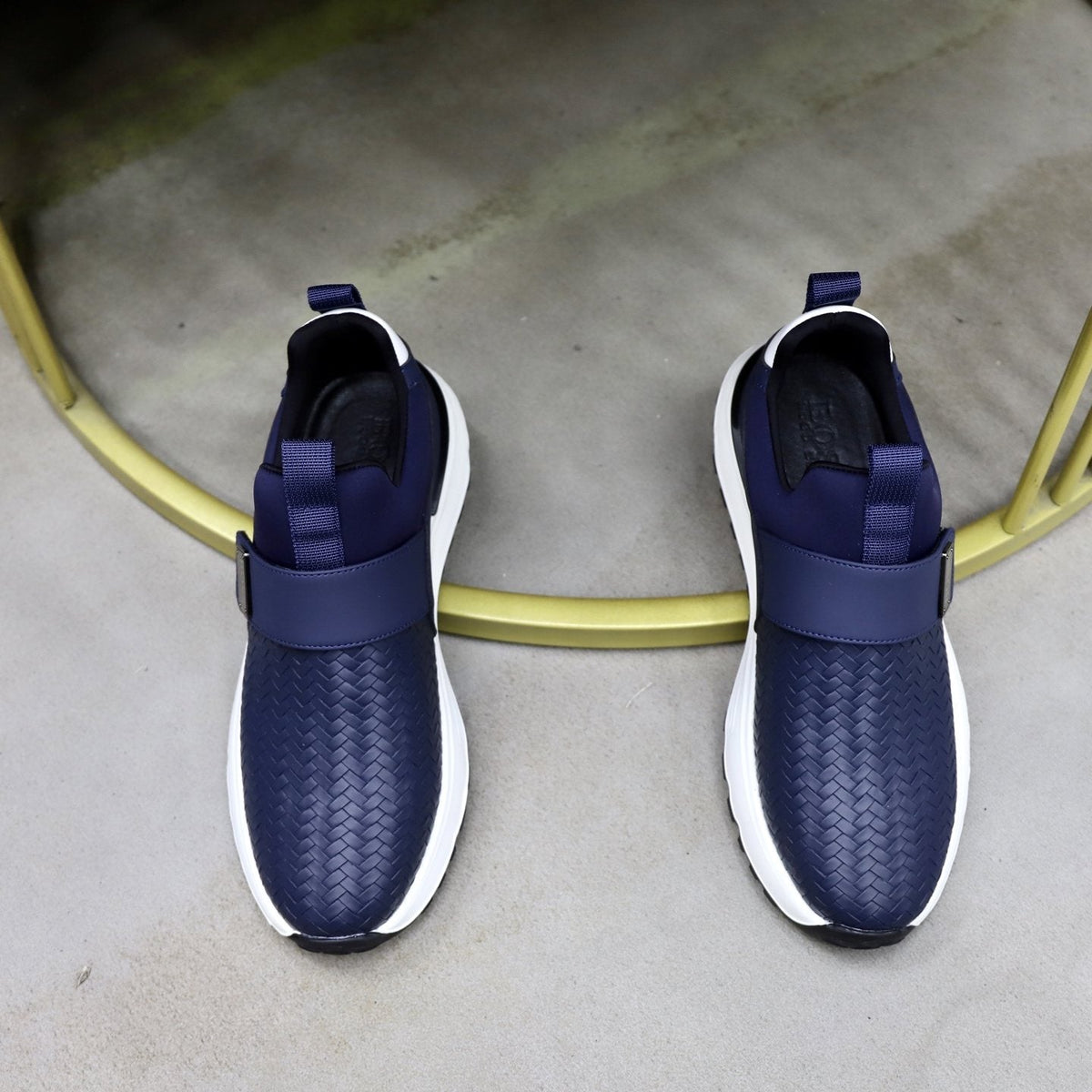 BOSS Navy Textured Slip-On Sneakers - Ridged Outsole
